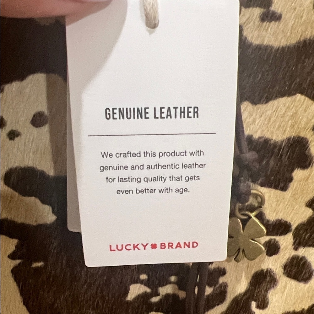 Lucky Brand | Genuine Leather & Calf Hair Tote in “Dark Cappuccino” w/Bag Charms - Picture 5 of 16
